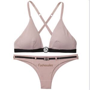 Victorias Secret Swim Wild Wanderer Bralette Bikini top and Bottom Set Mauve